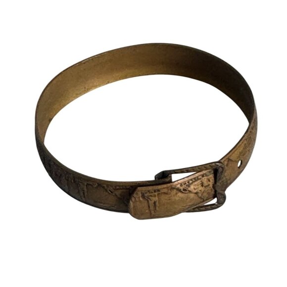 1933 Worlds Fair Etched Brass Childs Bracelet 5.5"  Vintage Collectible - Picture 2 of 5